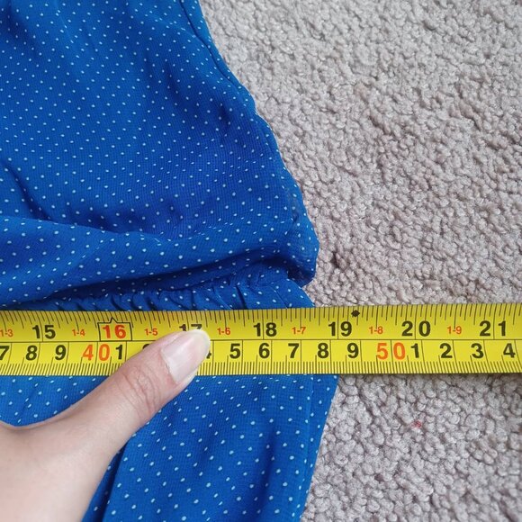 One Shoulder Dress Polka Dot Dress‎  Chiffon Blue White Dot Sz S Fairycore - Picture 7 of 10